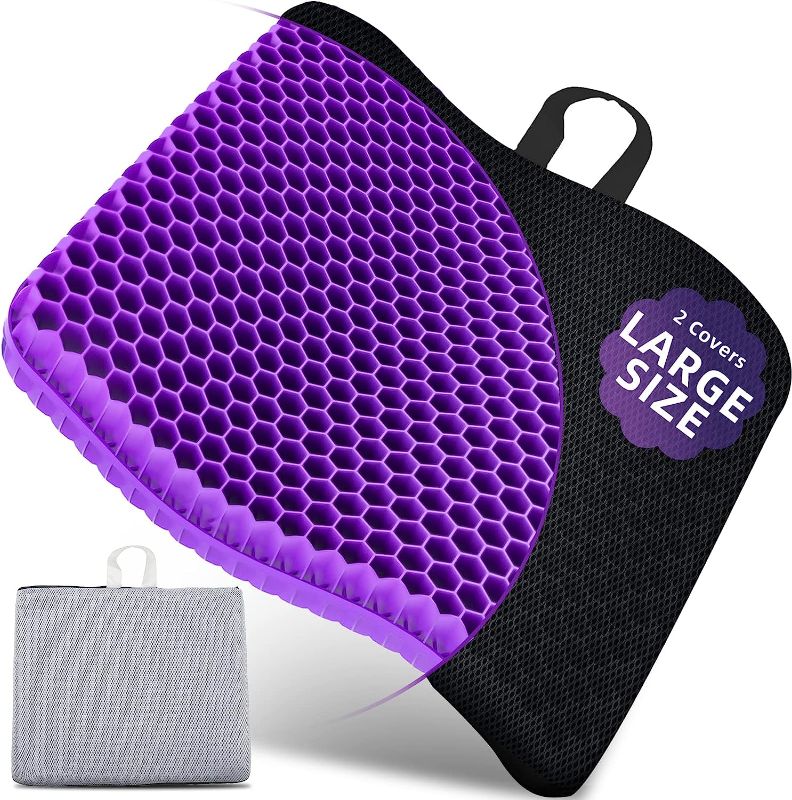 Photo 1 of Super Large & Thick Gel Seat Cushion for Long Sitting, Office Chair Cushion for Car, Wheelchair, Desk, Stadium- Hip, Coccyx, Sciatica, Pressure Sores Tailbone Pain Relief Pad, Seat Cushion