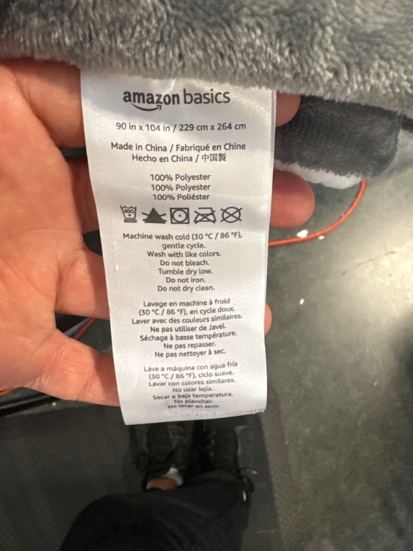 Photo 4 of Amazon Basics Ultra-Soft Micromink Sherpa Blanket - King, Charcoal King Charcoal