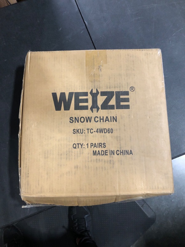 Photo 2 of WEIZE Snow Chains, Durable Tire Chain for Passenger Cars, Pickups, and SUVs, Set of 2 (TC-4WD60)