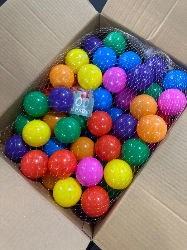 Photo 3 of Ball Pit Balls 100 Count Play Plastic Balls for Ball Pit Playpen BPA- Free Crush Proof Crawling Tunnels Balls for Pet Dogs,Soft Plastic Pool Balls for Kids Birthday Party/Decorations rainbow 100 pack