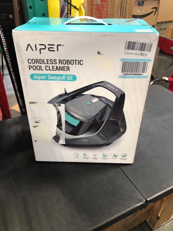 Photo 2 of (2023 Upgrade) AIPER Seagull SE Cordless Robotic Pool Cleaner, Pool Vacuum Lasts 90 Mins, LED Indicator, Self-Parking, Ideal for Above/In-Ground Flat Pools up to 40 Feet - Gray