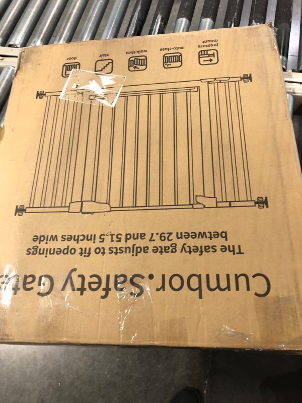 Photo 5 of Mom's Choice Awards Winner-Cumbor 29.5"-51.6" Baby Gate Extra Wide, Easy Walk Thru Dog Gate for The House, Auto Close Safety Pet Gates for Stairs, Doorways, Child Gate Includes 4 Wall Cups, Black