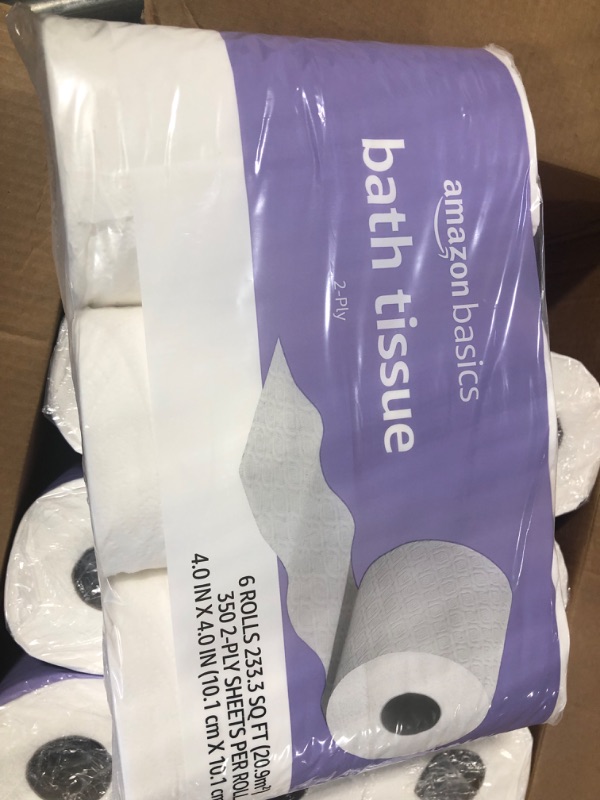 Photo 2 of Amazon Basics 2-Ply Toilet Paper 5 Packs, 6 Rolls per pack (30 Rolls total) (Previously Solimo)