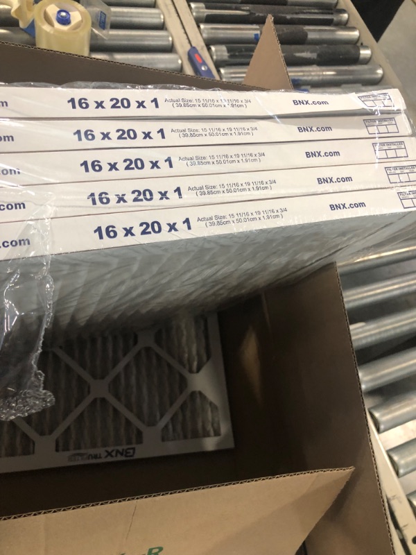 Photo 1 of BNX TruFilter 16x20x1 MERV 13 (6-Pack) AC Furnace Air Filter - MADE IN USA - Electrostatic Pleated Air Conditioner HVAC AC Furnace Filters - Removes Pollen, Mold, Bacteria, Smoke (Actual Size: 15 11/16’’ x 19 11/16’’ x 3/4‘’) 16x20x1 6-Pack