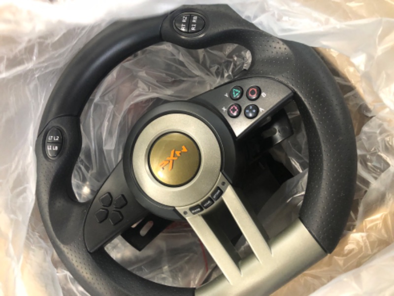 Photo 2 of Game Racing Wheel, PXN-V3II 180° Competition Racing Steering Wheel with Universal USB Port and with Pedal, Suitable for PC, PS3, PS4, Xbox One, Xbox Series S&X, Nintendo Switch - Black