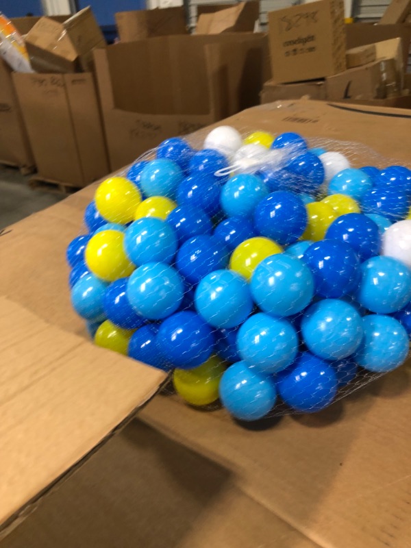 Photo 1 of Lovgrils 500 Pack Soft Plastic Balls for Ball Pit - Colorful Play Ocean Pool Balls, 2.2", with 3 Net Bags - Phthalate and BPA Free - Perfect for Toddler Bounce Houses and Play Tents.… … Dark Blue,White 500 pcs