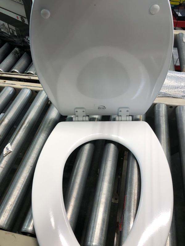 Photo 1 of Bemis 1500EC 390 Lift-Off Wood Elongated Toilet SEAT, Cotton White
