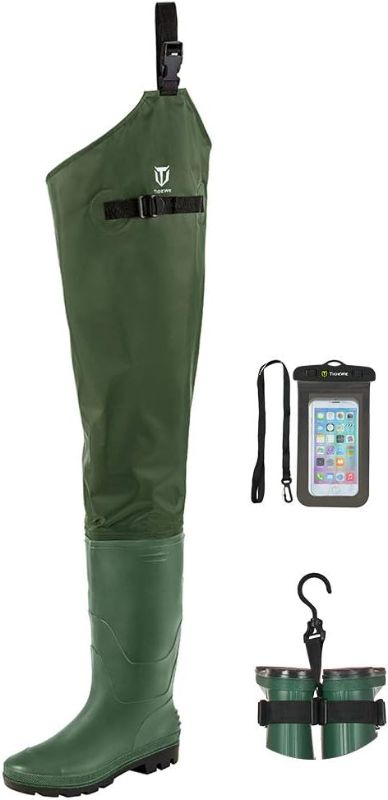 Photo 1 of TIDEWE Hip Wader, Lightweight Hip Boot for Men and Women, 2-Ply PVC/Nylon Fishing Hip Wader (Green and Brown)
