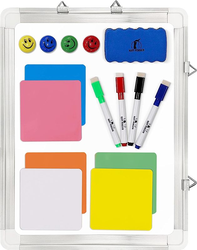 Photo 1 of Whiteboard Set - White Board 15 x 12" with 1 Dry Erase Eraser, 4 Dry Wipe Markers, 4 Magnets and 6 Magnetic Labels - Small Wall Hanging Reminder Magnetic Board for Home, Office, Cubicle and Desk
