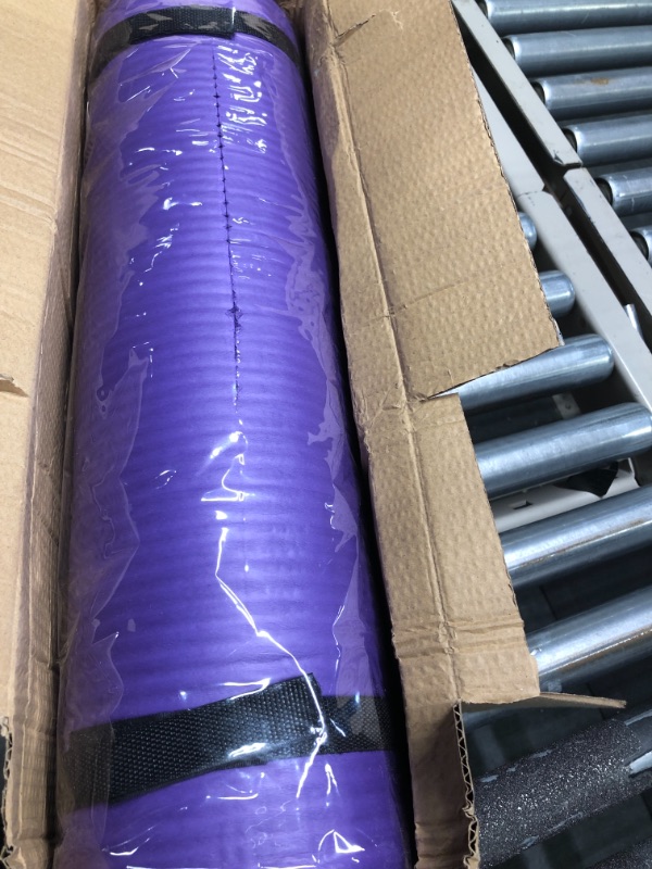 Photo 1 of BalanceFrom All Purpose 1/2-Inch Extra Thick High Density Anti-Tear Exercise Yoga Mat with Carrying Strap and Yoga Blocks Purple Mat Only