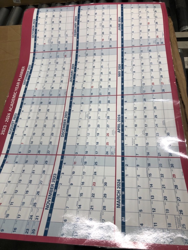 Photo 1 of AT-A-GLANCE 2023-2024 Erasable Calendar, Dry Erase Wall Planner, 36" x 24", Large, Academic & Regular Year, Double Sided, Horizontal (PM200S2824)