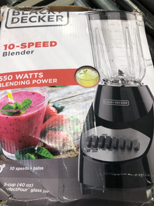 Photo 2 of BLACK+DECKER Countertop Blender with 5-Cup Glass Jar, 10-Speed Settings, Black, BL2010BG