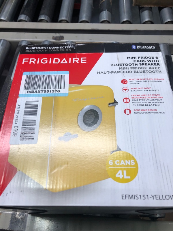 Photo 2 of Frigidaire Portable Retro 6-can Mini Fridge, Built-in Bluetooth(R) Speaker, EFMIS151, Yellow