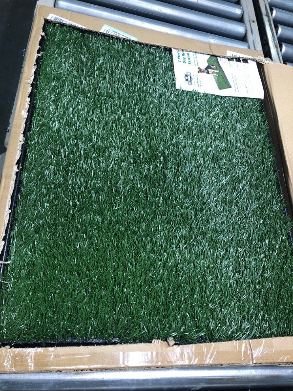 Photo 3 of Artificial Grass Puppy Pee Pad for Dogs and Small Pets - 20x25 Reusable 3-Layer Training Potty Pad with Tray - Dog Housebreaking Supplies by PETMAKER