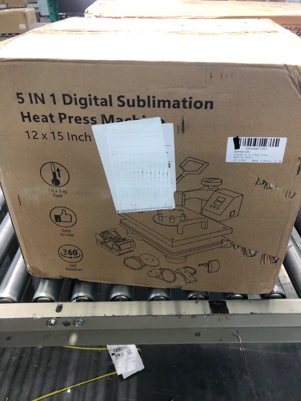 Photo 1 of Slendor 5 in 1 Heat Press Machine 12x15 inch 360-Degree Swing Away Digital T Shirt Pressing Machine Multifunction Heat Transfer Sublimation Combo for T Shirts Mugs Hat Plate Cap
