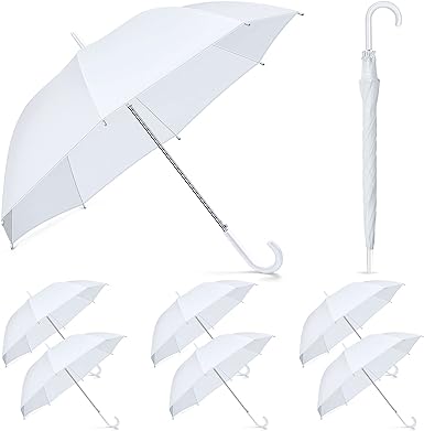 Photo 1 of  30 Pieces Umbrella Wedding Style Bulk Auto Open J Hook Handle Windproof Large Canopy Transparent Stick Umbrellas for Outdoor Wedding Bride Groom Golf Photography
