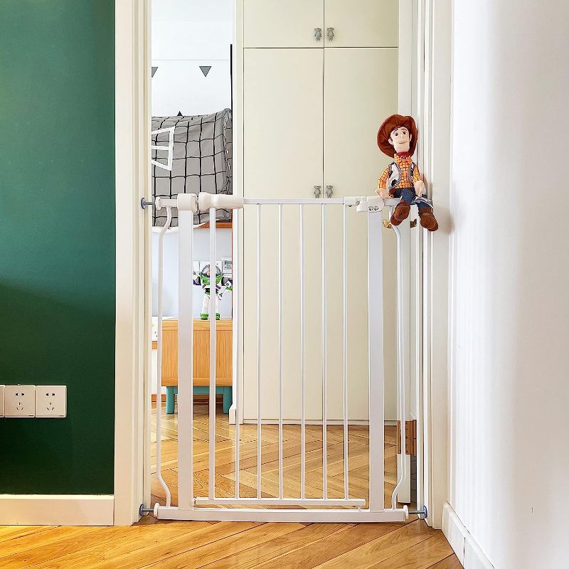 Photo 1 of BalanceFrom Easy Walk-Thru Safety Gate for Doorways and Stairways with Auto-Close/Hold-Open Features, Multiple Sizes 36-inch Tall, With Caps Fits 29.1 - 33.8" Wide