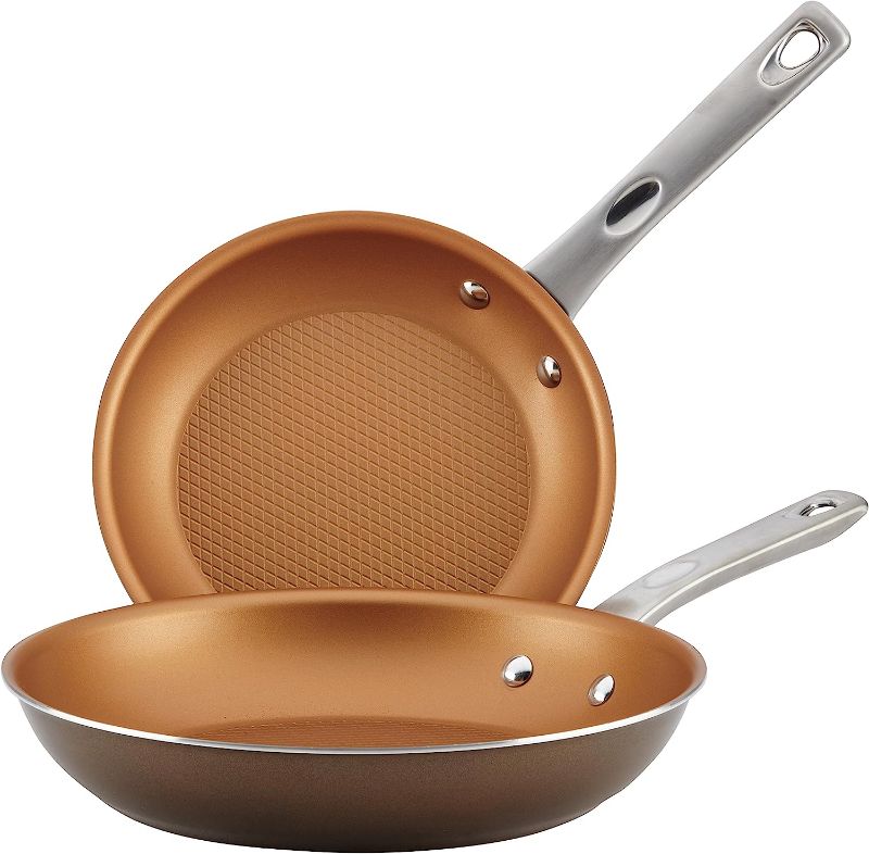 Photo 1 of Ayesha Curry Home Collection Nonstick Frying Pan Set / Fry Pan Set / Skillet Set - 9.25 Inch and 11.5 Inch, Brown