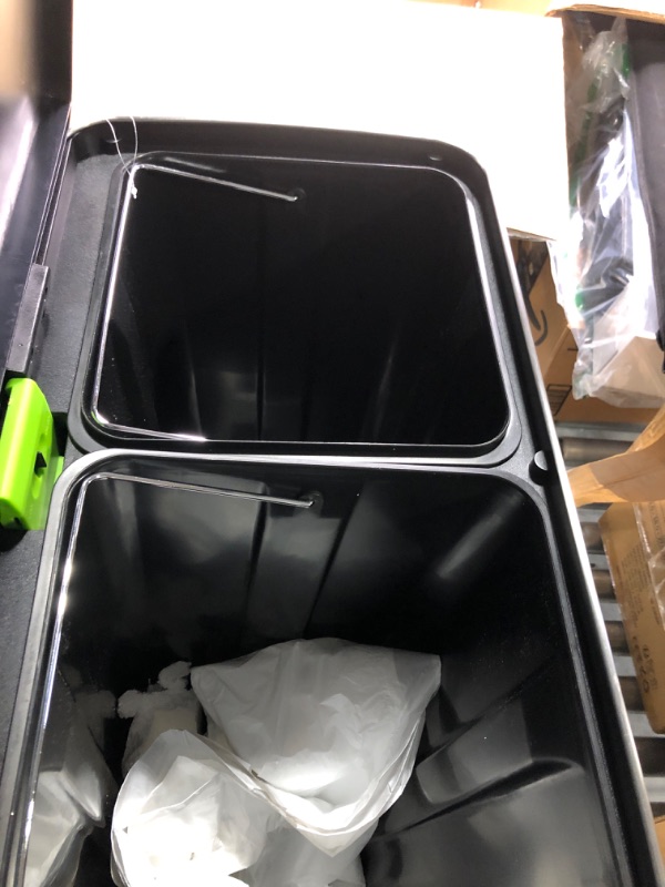 Photo 1 of Amazon Basics Rectangular Recycling Trash Can with 2 Compartments - 60 Liter 60-Liter