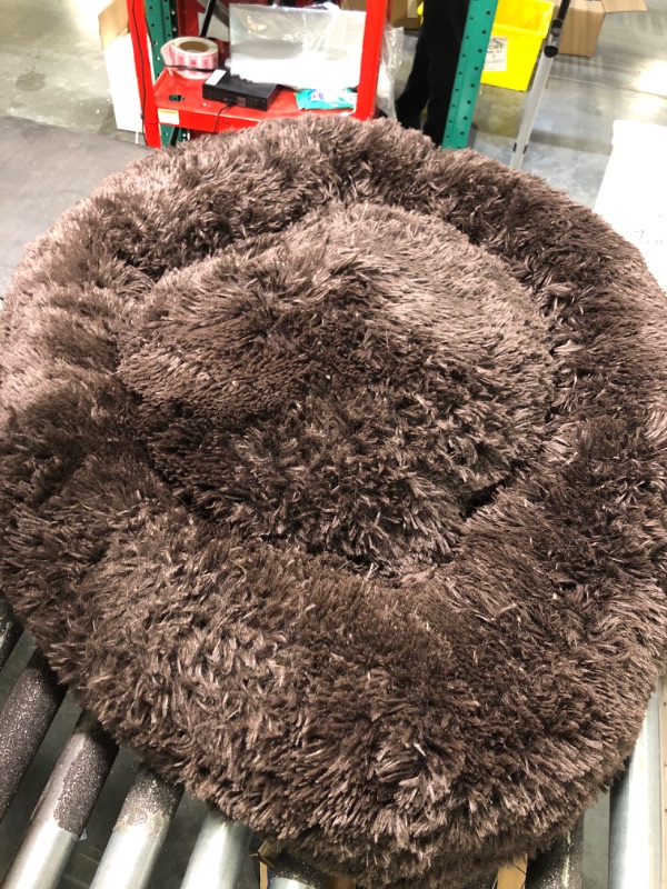 Photo 3 of Best Friends by Sheri The Original Calming Donut Cat and Dog Bed in Shag Fur Dark Brown, Large 36x36 Shag Dark Chocolate Large 36" x 36" Bed Only