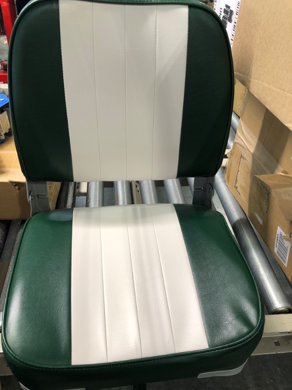 Photo 3 of Leader Accessories Classic Low Back Folding Boat Seat A-Green/White