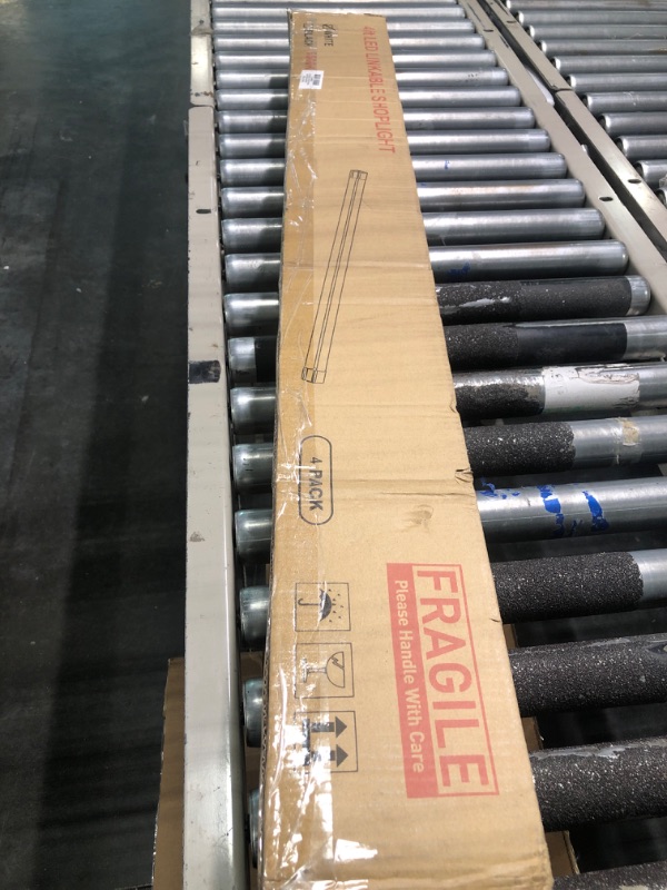 Photo 1 of BBOUNDER 4 Pack Linkable LED Utility Shop Light, 4400 LM, 6500K Cool Daylight, 4 FT, 48 Inch Integrated Fixture for Garage, 40W Equivalent 250W, Surface + Suspension Mount, White New 6500k White