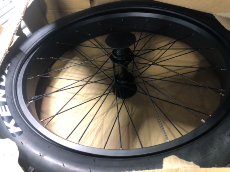 Photo 3 of 26''x4.0 Fat Bike Front Wheel Tyre Hub Spokes Black Alloy Aluminum Snow Bicycle fatbike wheel 26 Electric Bolt On