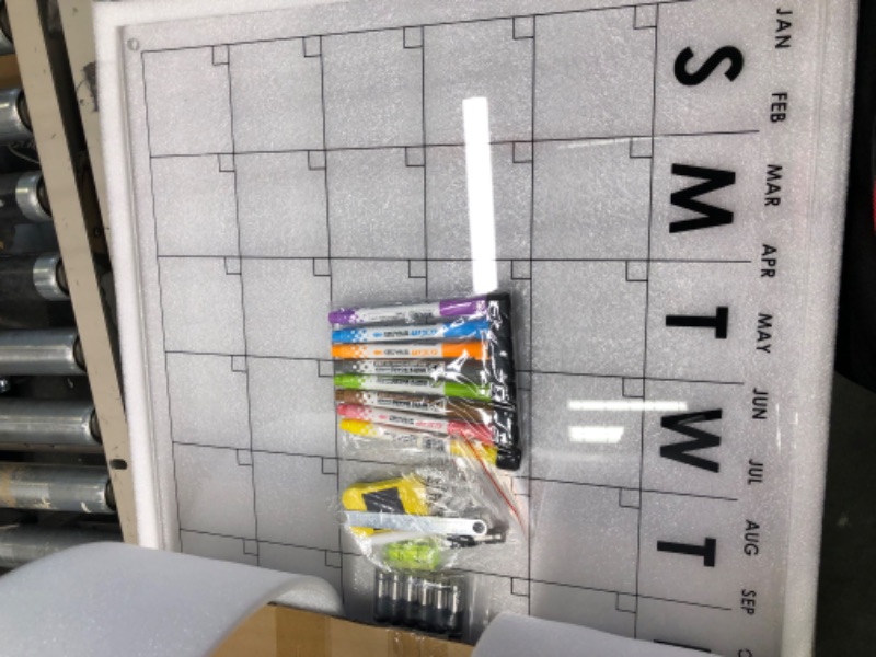 Photo 1 of Premium Acrylic Calendar for Wall Dry Erase | Large Oversize 28"x20" | Ultra-Thick Clear Home Office Glass Board Big Reusable Monthly Whiteboard Family Planner 8 Magnetic Pens Eraser (2023 2024)