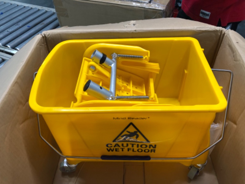 Photo 3 of AmazonCommercial Mop Bucket and Down Press Wringer Combo, 35-Quart, Yellow 35-Quart Down Press Wringer Combo