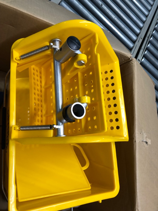 Photo 4 of AmazonCommercial Mop Bucket and Down Press Wringer Combo, 35-Quart, Yellow 35-Quart Down Press Wringer Combo