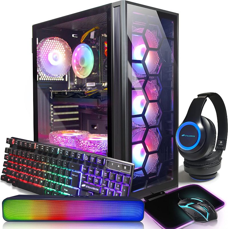 Photo 1 of STGAubron Gaming Desktop PC,Intel Core i7 3.4G up to 3.9G,GeForce RTX 2060 Super 8G GDDR6,32G,1TB SSD,WiFi,BT 5.0,RGB Keybaord,RGB Mouse,RGB Mouse Pad,RGB BT Sound Bar,RGB Bluetooth Headset Mic,W10H64
--- Open Box --- 
