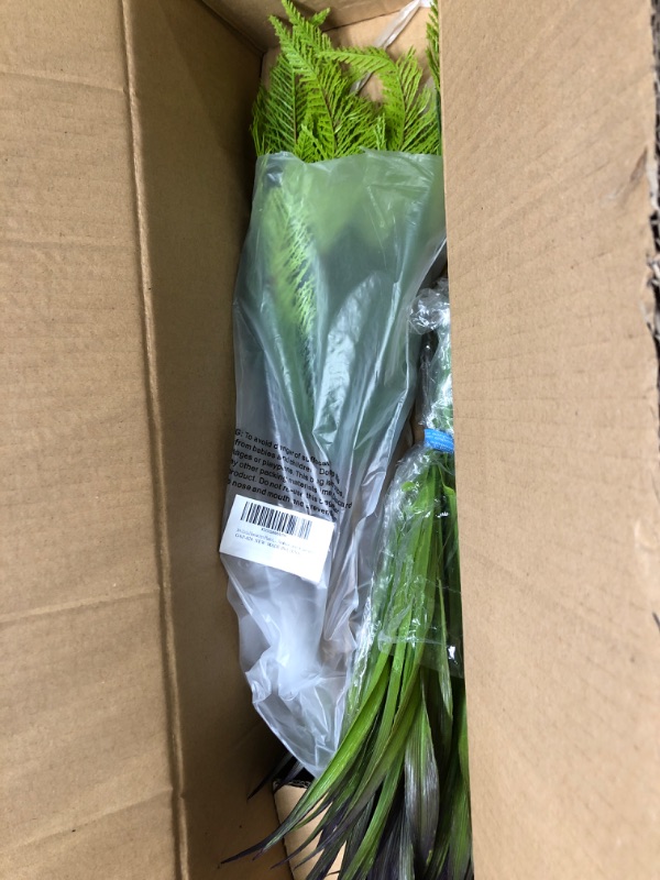 Photo 1 of 8 Pcs Artificial Boston Fern Plants Bushes Faux Plants Shrubs Greenery UV Resistant for House Office Garden Indoor Outdoor Décor 0.68 Pounds