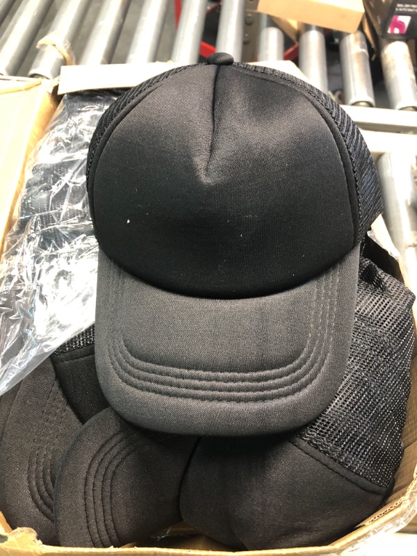Photo 4 of 40 Pack Sublimation Blank Baseball Cap Adjustable Mesh Trucker Hat Unisex Polyester Golf Dad Hat Heat Transfer Black