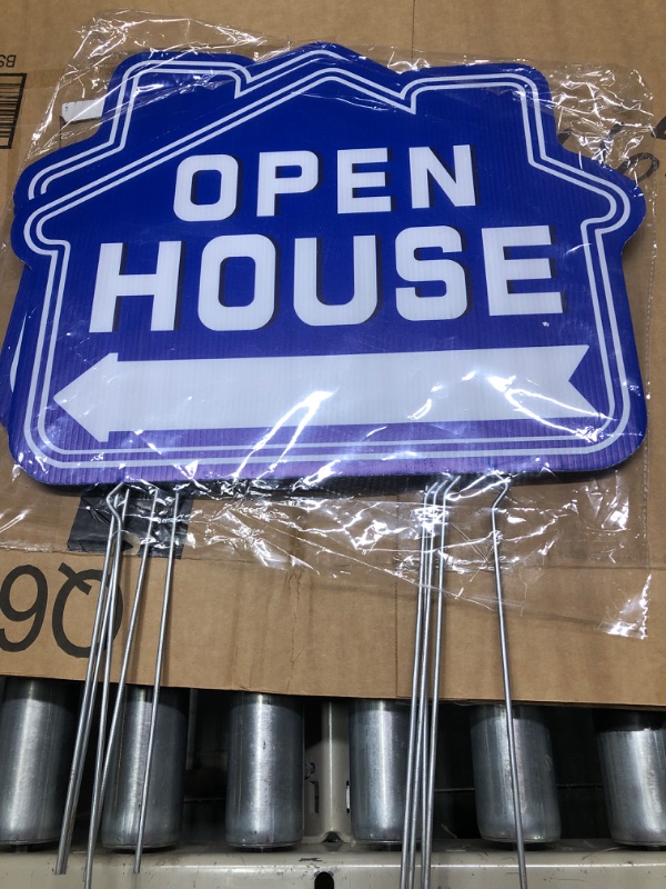 Photo 3 of Large Open House Signs for Real Estate(5 Pack),18" x 14" Double-Sided Yard Signs with Stakes,Realtor Estate Agent Supplies, Property Sale Directional Arrows Signs,WEATHER-PROOF Blue