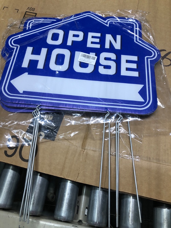 Photo 4 of Large Open House Signs for Real Estate(5 Pack),18" x 14" Double-Sided Yard Signs with Stakes,Realtor Estate Agent Supplies, Property Sale Directional Arrows Signs,WEATHER-PROOF Blue