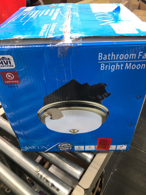 Photo 2 of Akicon Ultra Quiet 110 CFM Round Exhaust Bathroom Fan with Light and Nightlight Brass Gold (3x9W GU24 Base LED Bulbs and 1pcs E12 Nightlight Included)