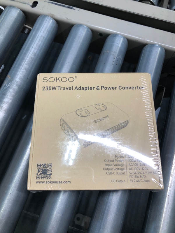 Photo 2 of SOKOO 230-Watt Step Down 100-220V to 110V Voltage Converter, International Power Converter/Travel Adapter- Use for EU/UK/AU/US/India More Than 150 Countries, USB Quick Charger 3.0 Grey