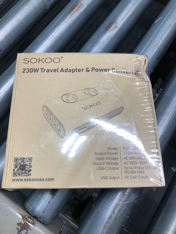 Photo 2 of SOKOO 230-Watt Step Down 100-220V to 110V Voltage Converter, International Power Converter/Travel Adapter- Use for EU/UK/AU/US/India More Than 150 Countries, USB Quick Charger 3.0 Grey