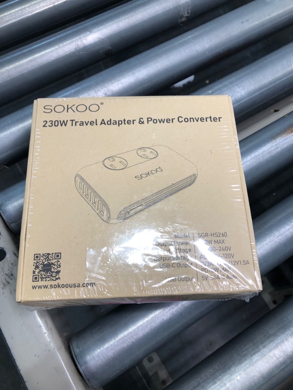 Photo 2 of SOKOO 230-Watt Step Down 100-220V to 110V Voltage Converter, International Power Converter/Travel Adapter- Use for EU/UK/AU/US/India More Than 150 Countries, USB Quick Charger 3.0 Grey