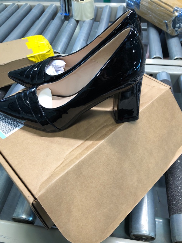 Photo 2 of Enmonn women's black shine high heel shoes size 9.5