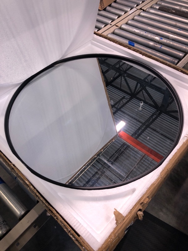 Photo 1 of Black Circle Wall Mirror 30 Inch Black Round Wall Mirror for Entryways, Washrooms, Living Rooms - Metal Black Round Mirror for Wall, Vanity Mirror Large Circle Wall Mirror Black 30"