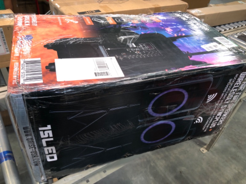Photo 1 of QAISE Professional Portable Bluetooth Party Boombox & Karaoke Machine, Portable PA System with Wireless Mic - Party Box Speaker with Premium Sound Profile, RGB Lights, & 7h Play time 15" 5500 Watts SB-1500