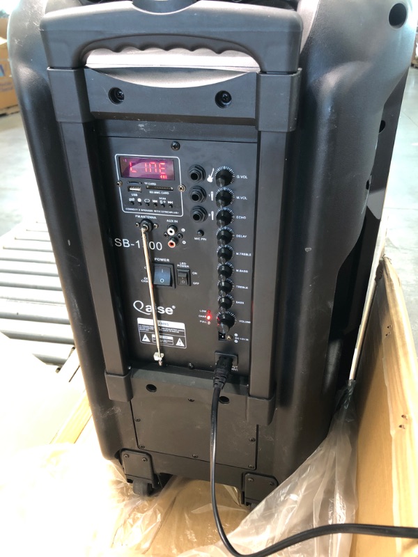 Photo 1 of QAISE Professional Portable Bluetooth Party Boombox & Karaoke Machine, Portable PA System with Wireless Mic - Party Box Speaker with Premium Sound Profile, RGB Lights, & 7h Play time 15" 5500 Watts SB-1500