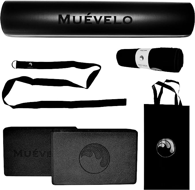 Photo 1 of Black Yoga Mat Set- Yoga kit and set for beginner & advanced-Straps, Bag, Towel, Blocks and Mat-Yoga Equipment for Home Workouts & Studio total of 6pcs- Yoga starter kit-Accessories for Men and Women