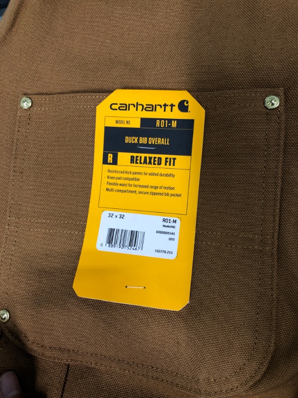 Photo 4 of Carhartt Men's Relaxed Fit Duck Bib Overall 32W x 32L Carhartt Brown