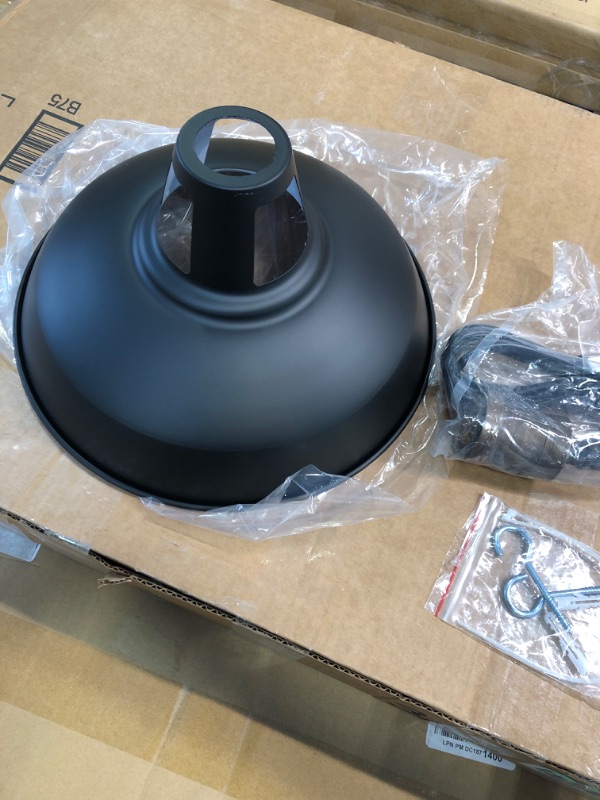 Photo 3 of CLAXY Industrial Plug-in Barn Pendant Lighting Black Farmhouse Pendant Light with On/Off Switch 197 Inches Cord