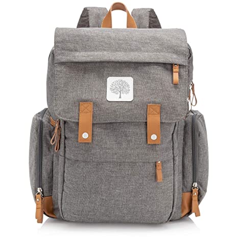 Photo 1 of Parker Baby Diaper Backpack - Large Diaper Bag with Insulated Pockets, Stroller Straps and Changing Pad -"Birch Bag" - Gray
