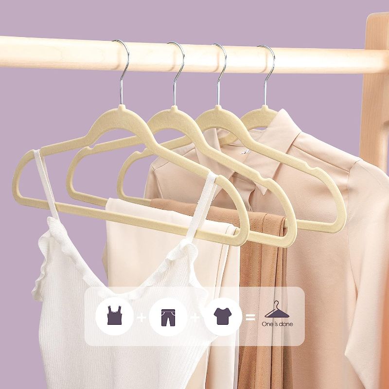 Photo 1 of Premium Velvet Hangers, Non-Slip Thin Flocked Felt Hangers10pk-beige