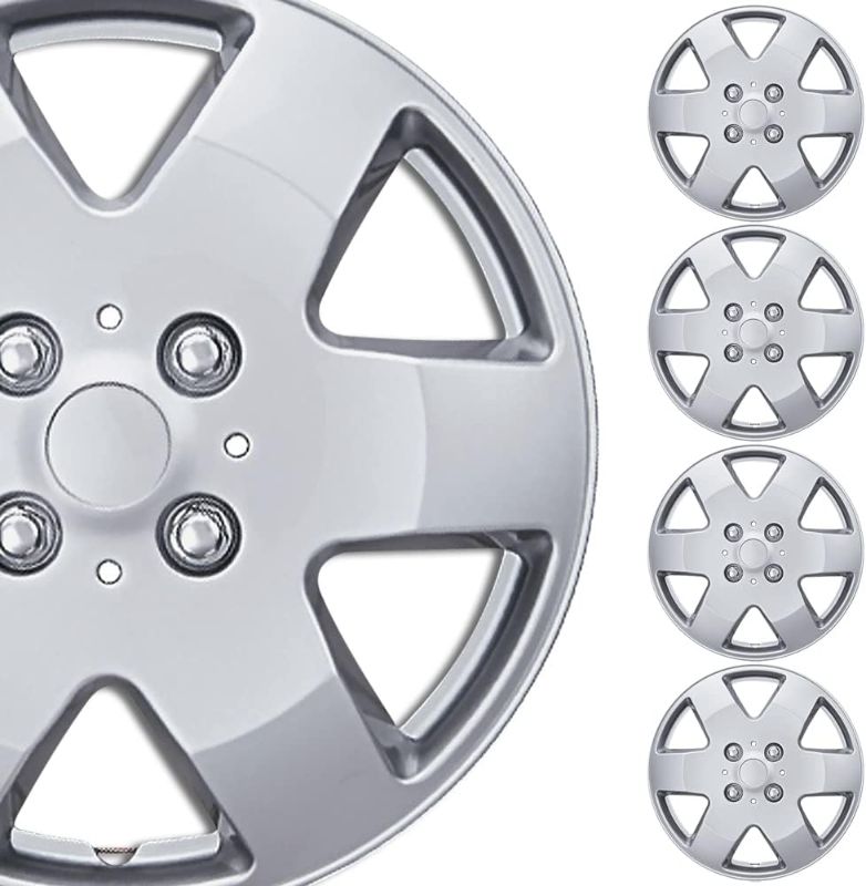 Photo 1 of BDK (4-Pack Premium 15"" Wheel Rim Cover Hubcaps OEM Style Replacement Snap On Car Truck SUV Hub Cap - 15 Inch Set, 6 Thick Spoke (KT-978-15_df)1m