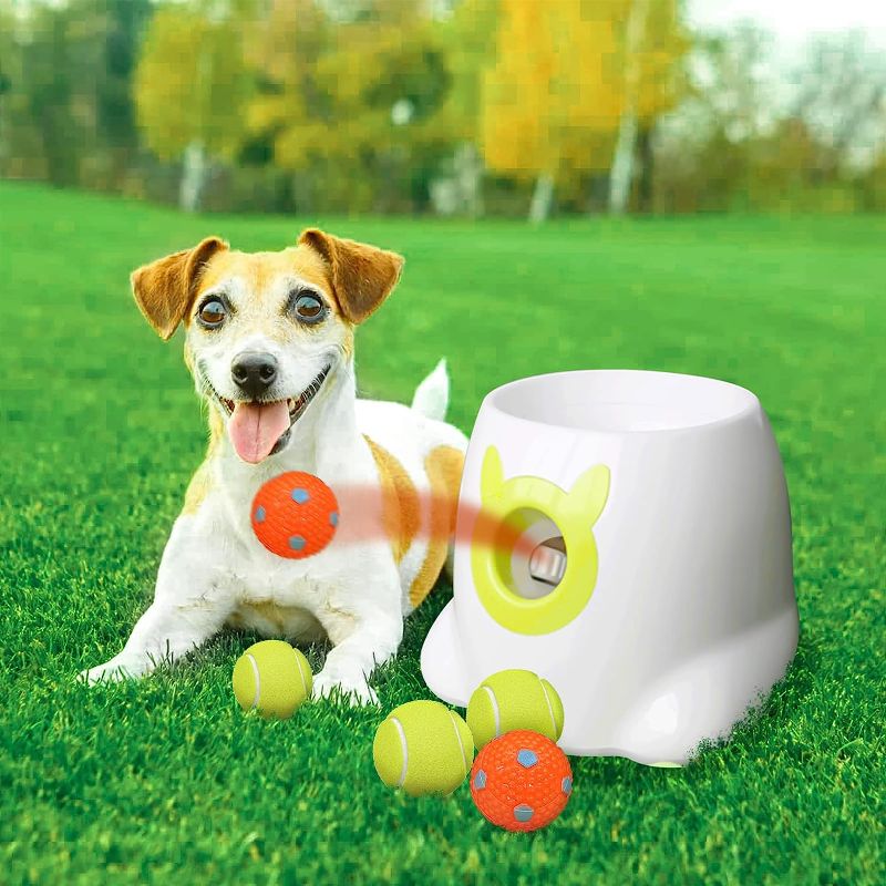 Photo 1 of Ball Launcher for Dogs,YEEGO Automatic Dog Ball Launcher with 3 Tennis Balls 2 High Pinballs,Interactive Dog Toys Pet Ball Indoor Outdoor Thrower Machine